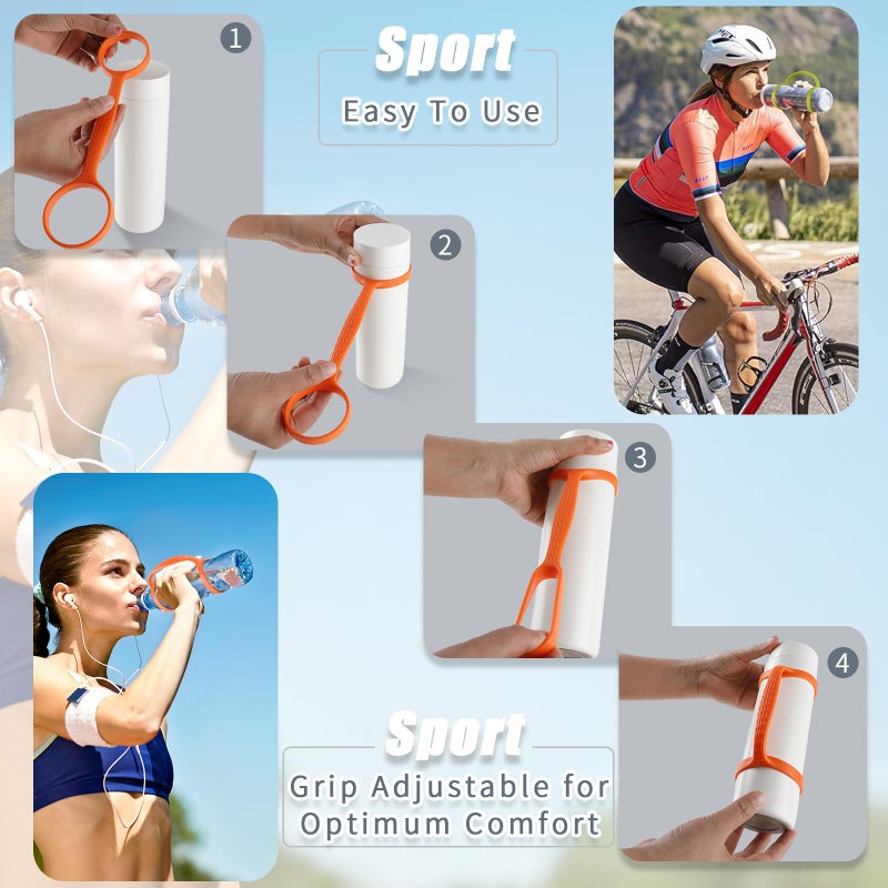 PDFans Windspeed Water Bottle Carrier Grip for Outdoor,Soft Band Holder Strap Makes Any Bottle Handheld,Water Bottle Bands for Bike, Gym or Jogging 4 Pack - Image 2